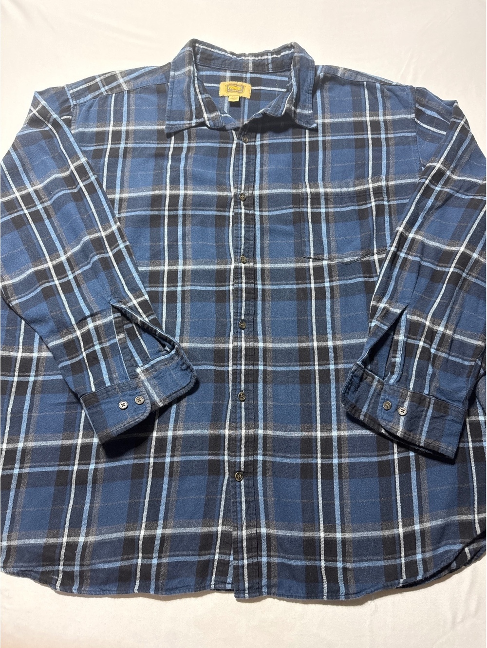 The Foundry Supply Co. 3XL Blue Plaid Button-Up Shirt - Big,